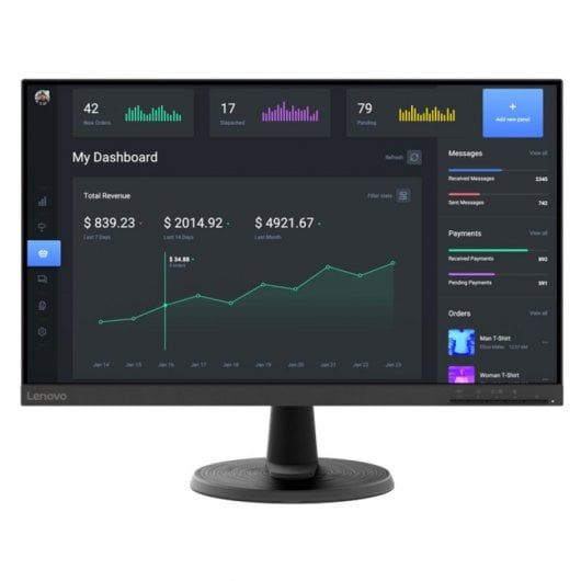 Lenovo D24-40 - 24" LED Monitor - Full HD (1080p) VA Display - 4ms Response Time