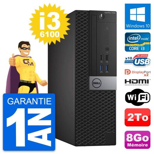 PC Dell OptiPlex 7040 SFF - Intel i3-6100, 8GB RAM, 2TB HDD, HDMI