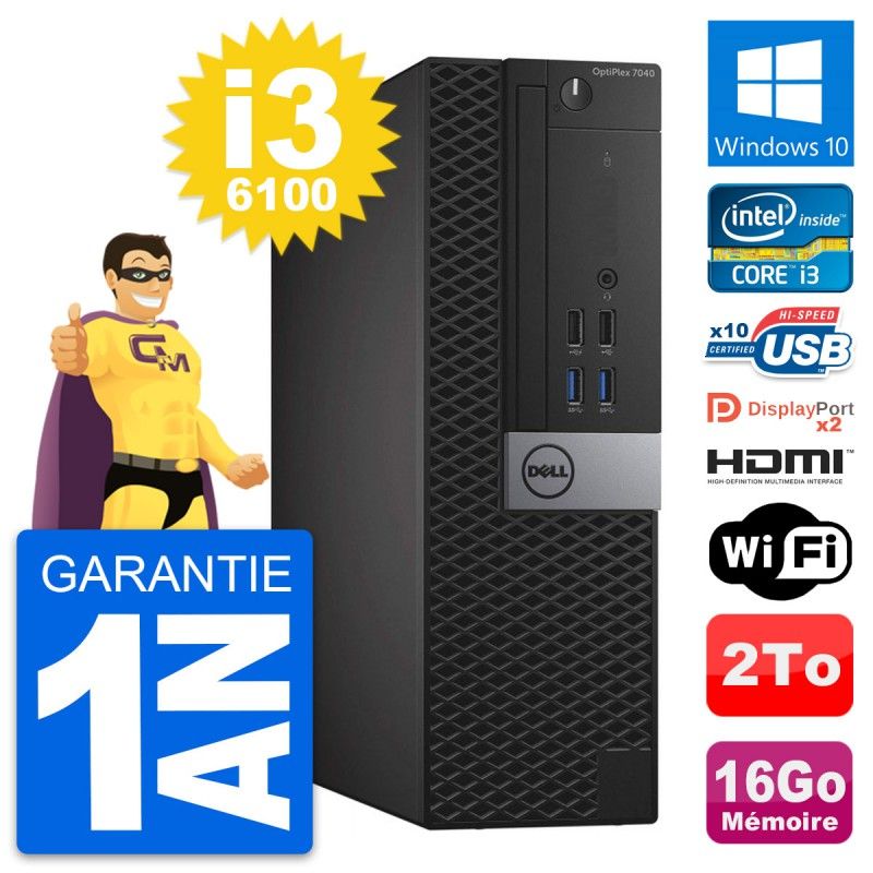 Dell OptiPlex 7040 SFF Core i3-6100, 16GB RAM, 2TB HDD, HDMI, WiFi