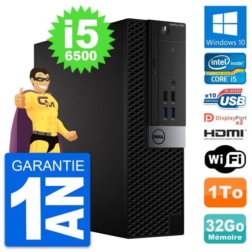 Dell OptiPlex 7040 SFF, Core i5-6500, 32GB RAM, 1TB HDD, HDMI, Windows 10, WiFi