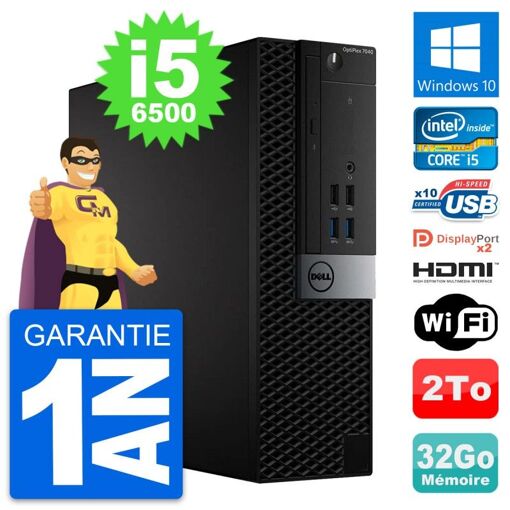 Dell OptiPlex 7040 SFF con procesador Intel Core i5-6500, 32 GB de RAM, 2 TB HDD, HDMI, Windows 10, Wifi