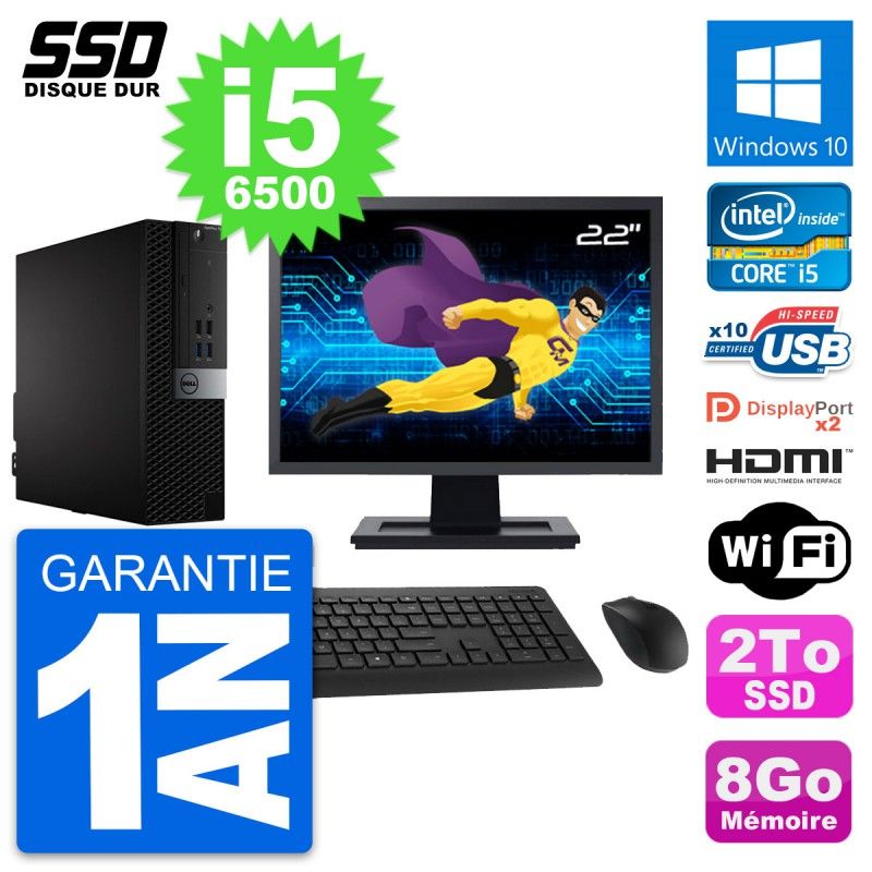 Dell OptiPlex 7040 SFF Computer - 22" Screen, Intel i5-6500, 8GB RAM, 2TB SSD, HDMI