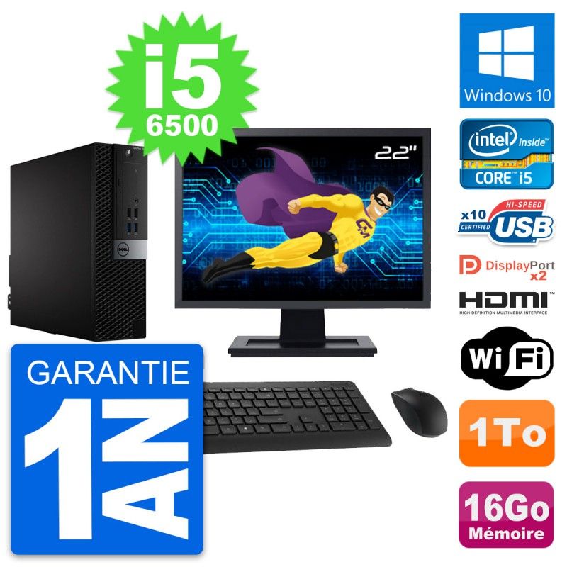 Dell OptiPlex 7040 SFF Computer - 22" Screen, i5-6500, 16GB RAM, 1TB HDD, HDMI