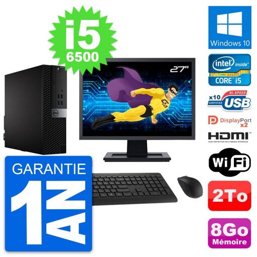 Computadora de escritorio Dell OptiPlex 7040 SFF, pantalla de 27', procesador Core i5-6500, 8GB de RAM, 2TB HDD, HDMI