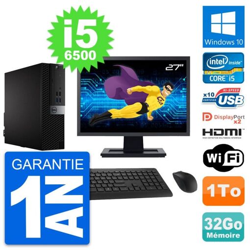 Computadora Dell OptiPlex 7040 SFF - Pantalla de 27", i5-6500, 32 GB de RAM, 1 TB HDD, HDMI