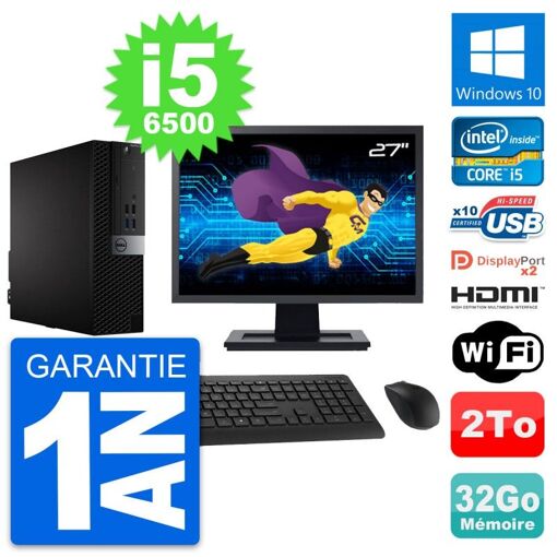 Computadora Dell OptiPlex 7040 SFF - Pantalla de 27'', Intel Core i5-6500, 32GB de RAM, 2TB HDD, HDMI