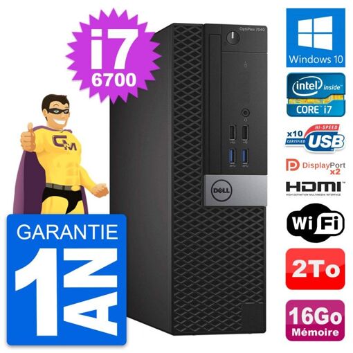 Dell OptiPlex 7040 SFF - Intel Core i7-6700, 16GB de RAM, Disco duro de 2TB, HDMI, WiFi