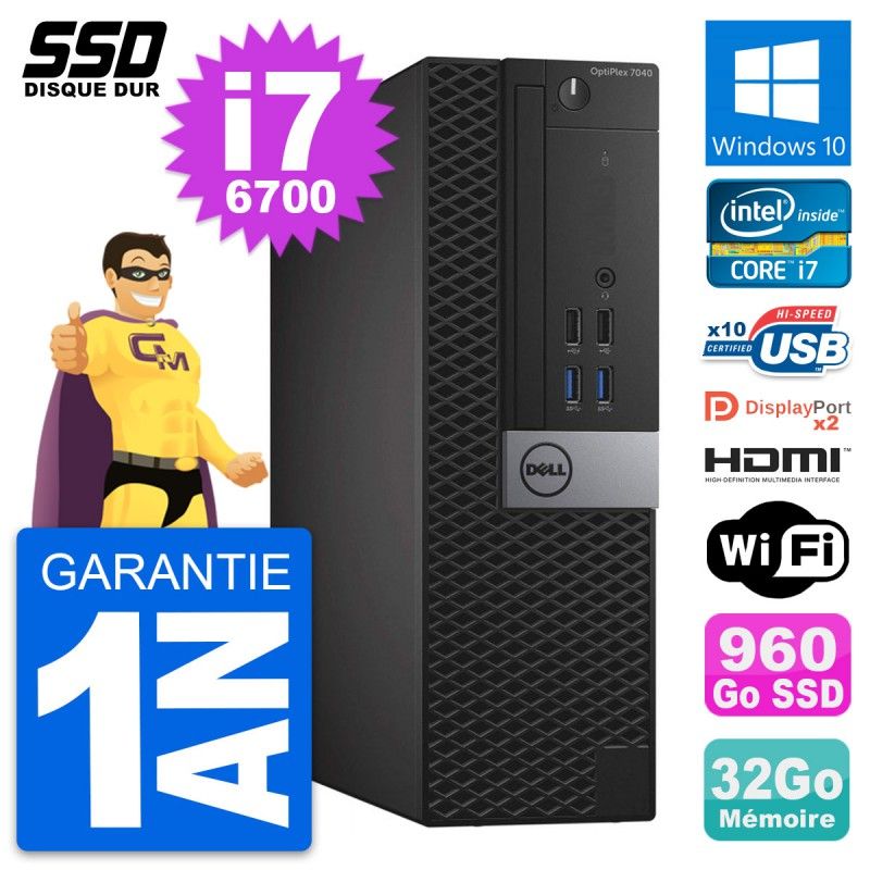 Dell OptiPlex 7040 SFF Core i7-6700 32GB RAM 960GB SSD Windows 10 WiFi