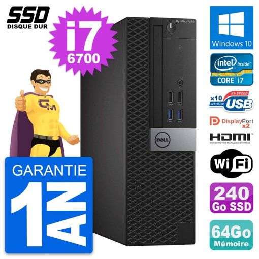 PC Dell OptiPlex 7040 SFF Core i7-6700 64GB RAM 240GB SSD HDMI Windows 10 Wifi