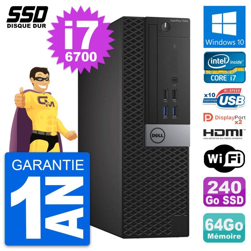 Dell OptiPlex 7040 SFF Core i7-6700 64GB RAM 240GB SSD HDMI Windows 10 Wifi