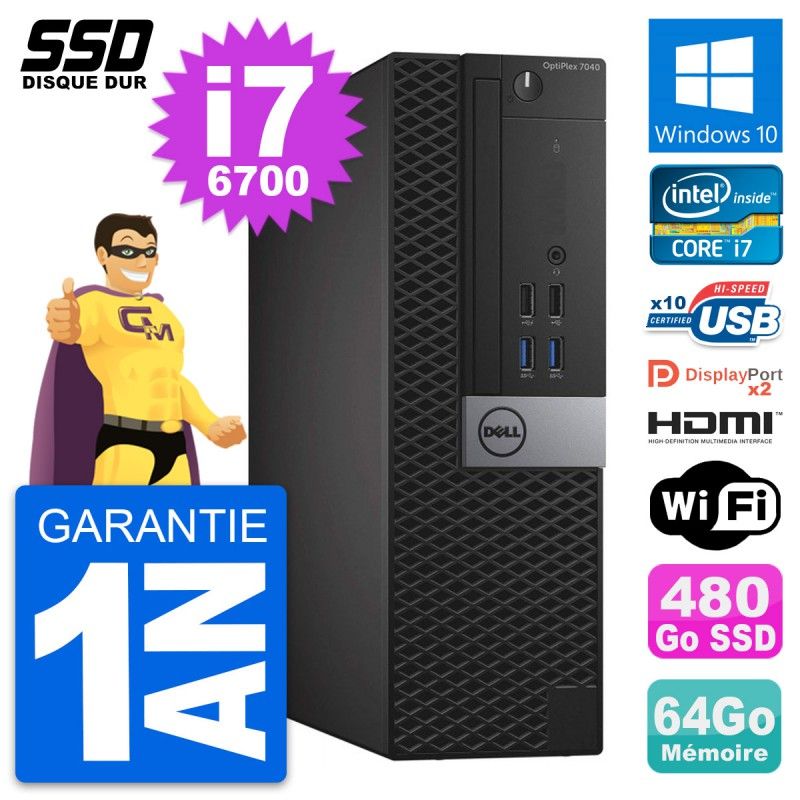 Dell OptiPlex 7040 SFF Core i7-6700 64GB RAM 480GB SSD Windows 10 WiFi