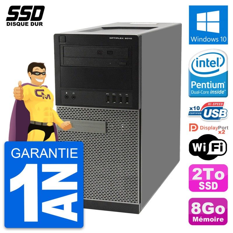 Dell OptiPlex 9010 Desktop PC - Intel Pentium G630, 8GB RAM, 2TB SSD, Windows 10, WiFi