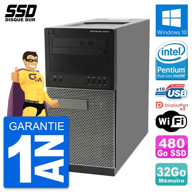 Dell OptiPlex 9010 Desktop PC - Intel Pentium G630, 32GB RAM, 480GB SSD, Windows 10, WiFi