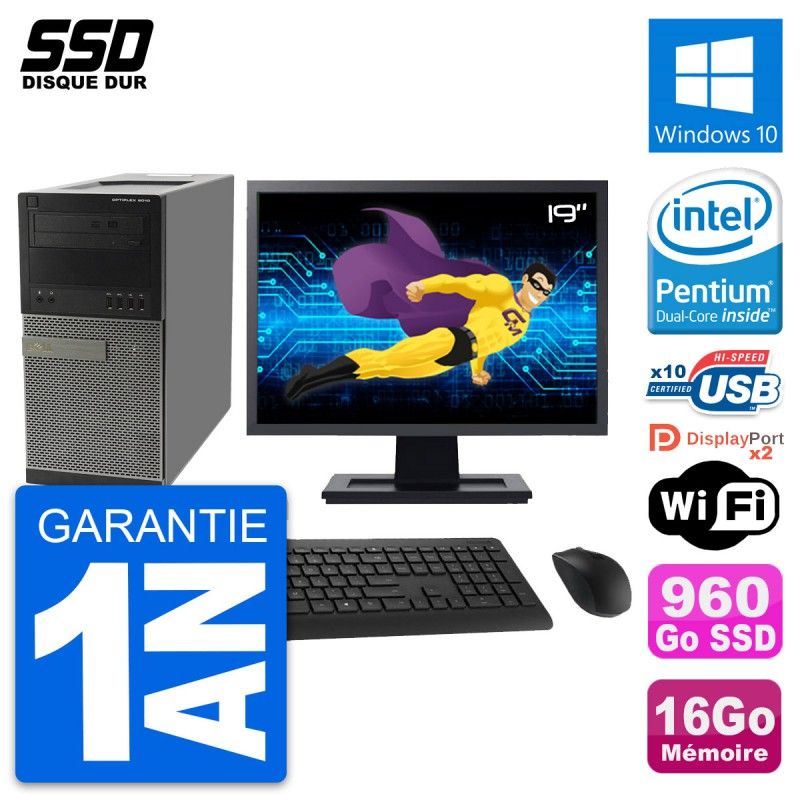 Dell OptiPlex 9010 Desktop PC - 19" Screen, Intel G630, 16GB RAM, 960GB SSD, Windows 10