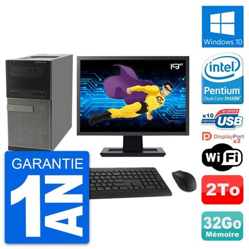 Computadora de escritorio Dell OptiPlex 9010, pantalla de 19', procesador Intel Pentium G630, 32 GB de RAM, 2 TB HDD, Windows 10