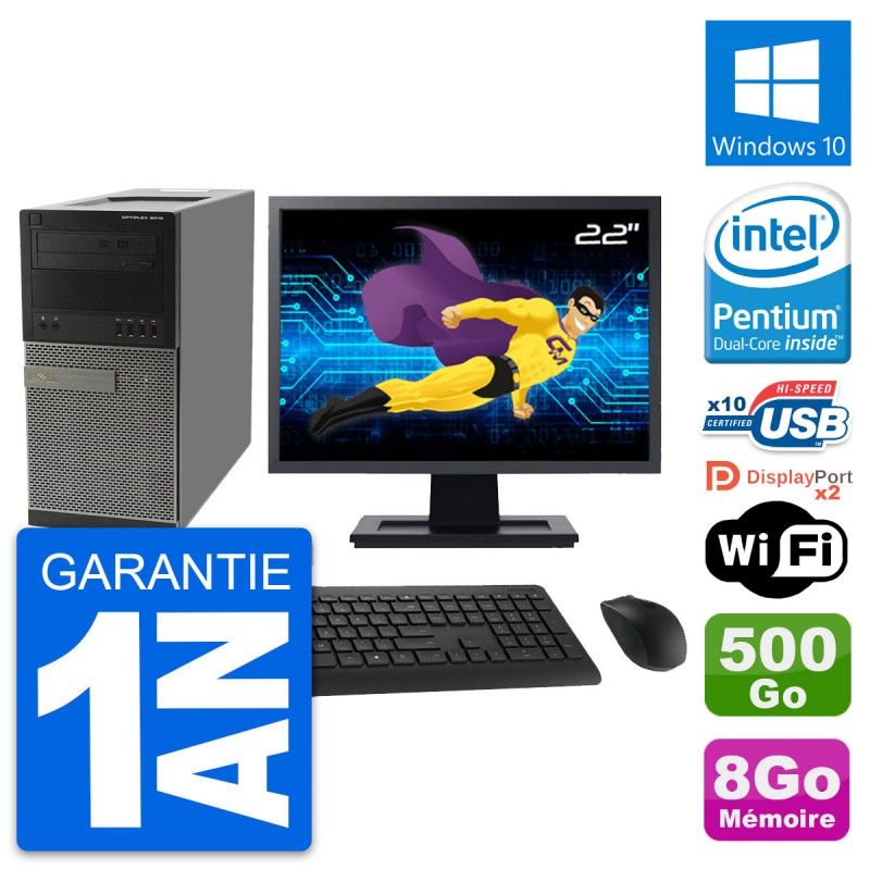 Dell OptiPlex 9010 Desktop PC - 22" Screen, Intel G630, 8GB RAM, 500GB HDD, Windows 10, WiFi