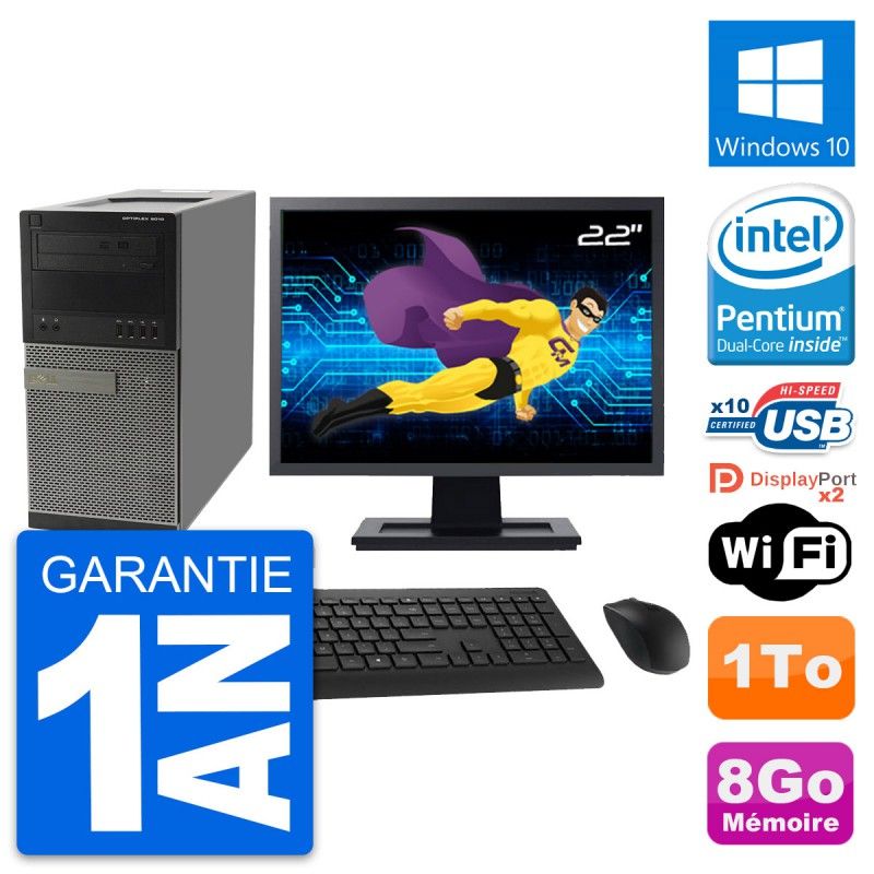 Dell OptiPlex 9010 Desktop Computer, 22" Screen, Intel G630 Processor, 8GB RAM, 1TB HDD, Windows 10