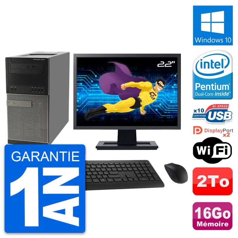 Dell OptiPlex 9010 Desktop Computer - 22" Screen, Intel Pentium G630, 16GB RAM, 2TB HDD, Windows 10