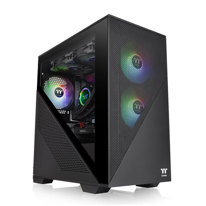 Thermaltake Mini Tower Micro ATX PC Case - Black with 170mm RGB Fan