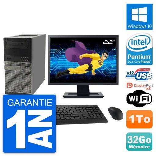 PC de escritorio Dell OptiPlex 9010 - Pantalla de 22', Intel G630, 32 GB de RAM, 1 TB HDD, Windows 10, WiFi