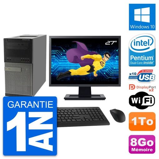 Computadora de escritorio Dell OptiPlex 9010, pantalla de 27 pulgadas, procesador Intel G630, 8 GB de RAM, disco duro de 1 TB, Windows 10, WiFi