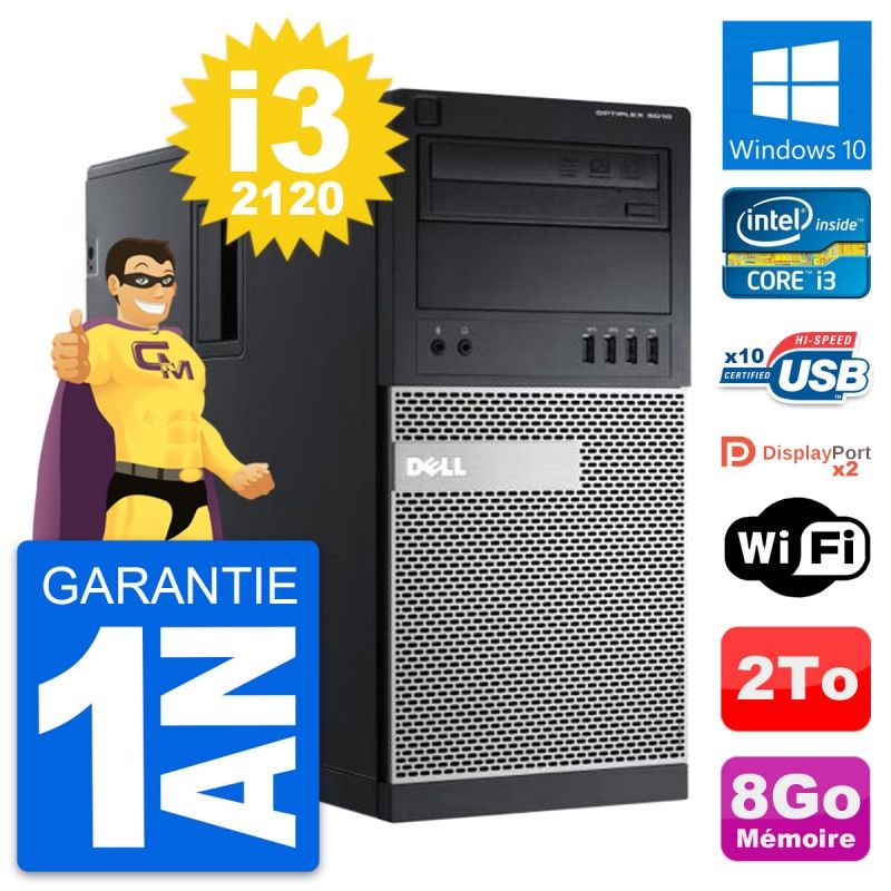 Dell OptiPlex 9010 Desktop PC - Intel Core i3-2120, 8GB RAM, 2TB HDD, Windows 10, WiFi