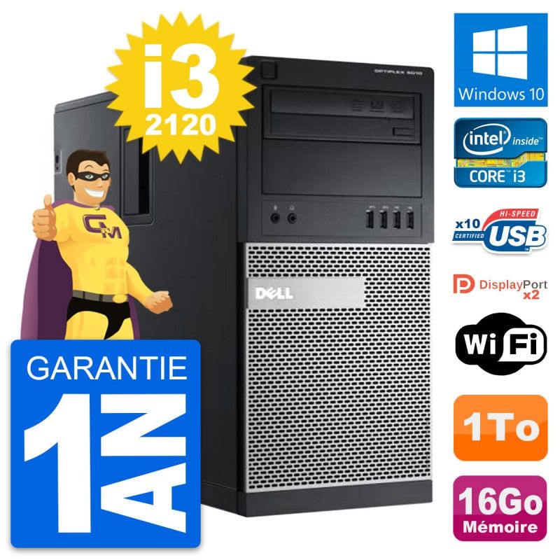Dell OptiPlex 9010 Desktop PC - Intel i3-2120, 16GB RAM, 1TB HDD, Windows 10, WiFi