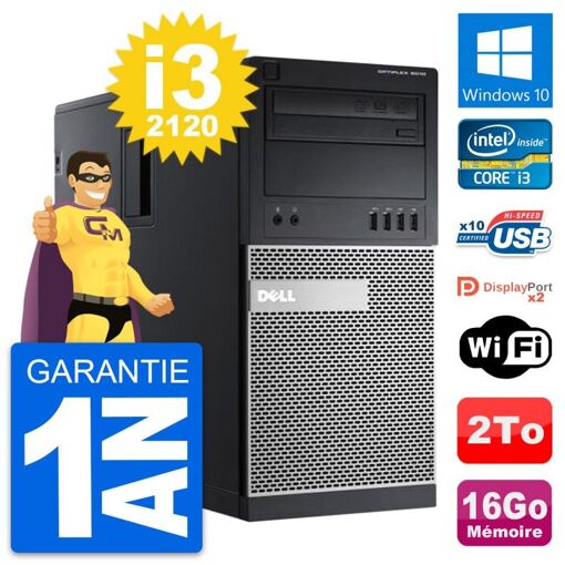 Computadora de escritorio Dell OptiPlex 9010 - Procesador Intel i3-2120, 16GB de RAM, Disco duro de 2TB, Windows 10, WiFi
