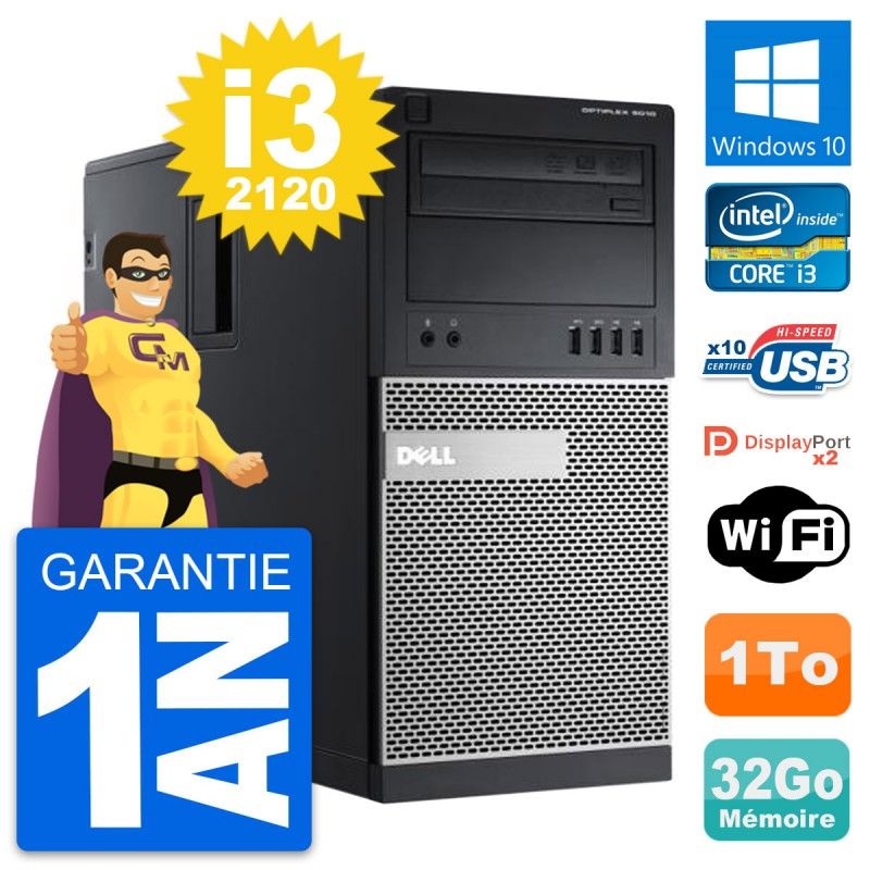 Dell OptiPlex 9010 Desktop PC - Intel i3-2120, 32GB RAM, 1TB HDD, Windows 10, WiFi