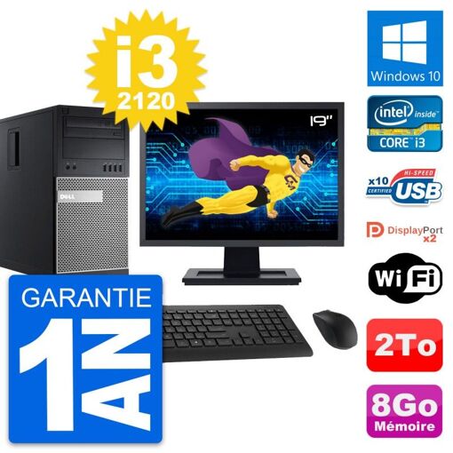 Computadora de escritorio Dell OptiPlex 9010, pantalla de 19', procesador Intel i3-2120, 8 GB de RAM, disco duro de 2 TB, Windows 10, WiFi