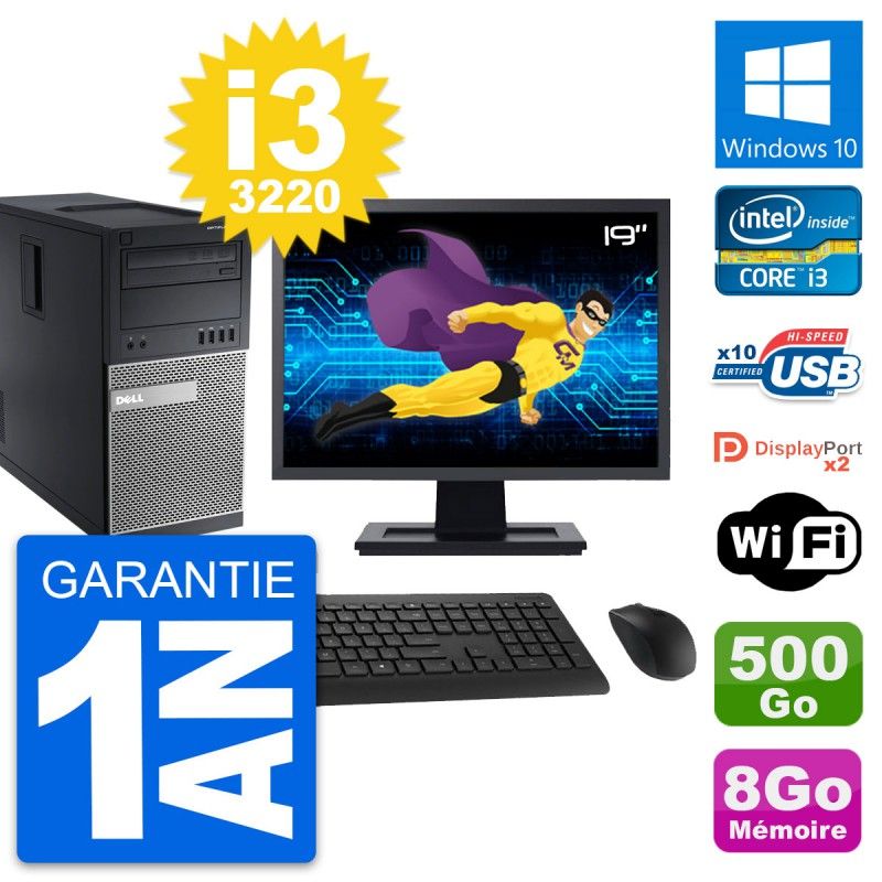 Dell OptiPlex 9010 19-Inch Desktop PC - Intel i3-3220, 8GB RAM, 500GB HDD, Windows 10, WiFi