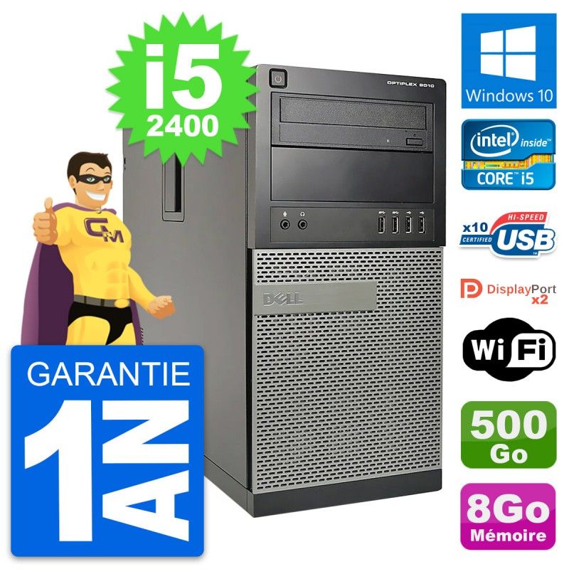 PC de escritorio Dell OptiPlex 9010 - Procesador Intel i5-2400, 8 GB de RAM, 500 GB HDD, Windows 10, WiFi