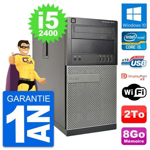 PC de escritorio Dell OptiPlex 9010 - Procesador Intel Core i5-2400, 8 GB de RAM, 2 TB de almacenamiento, Windows 10, WiFi