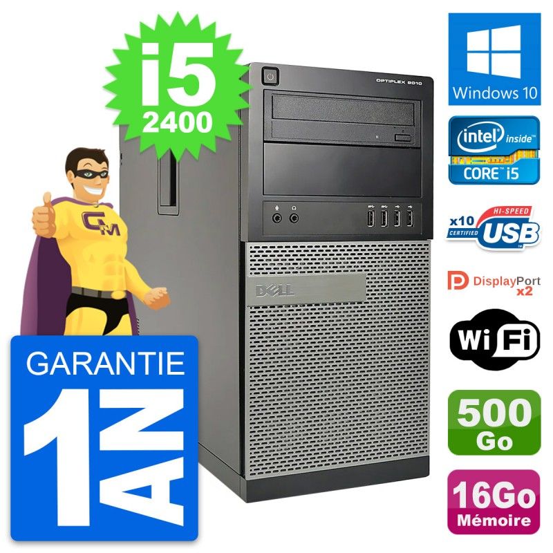 Dell OptiPlex 9010 Desktop PC - Intel i5-2400, 16GB RAM, 500GB HDD, Windows 10, WiFi