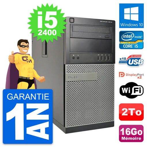 PC de escritorio Dell OptiPlex 9010 - Procesador Intel i5-2400, 16GB de RAM, 2TB HDD, Windows 10, WiFi