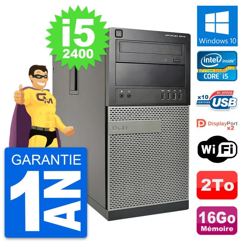 Dell OptiPlex 9010 Desktop PC - Intel i5-2400, 16GB RAM, 2TB HDD, Windows 10, WiFi