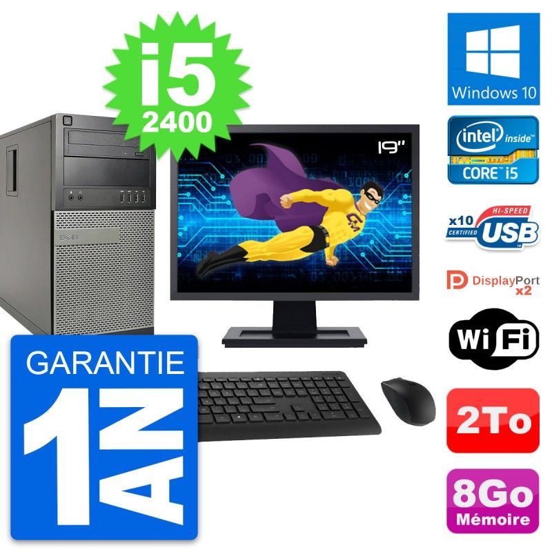 Dell OptiPlex 9010 19-inch PC Tower - Intel i5-2400, 8GB RAM, 2TB Hard Drive, Windows 10