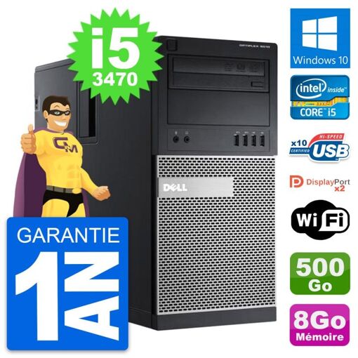 PC de escritorio Dell OptiPlex 9010 - Intel i5-3470, 8GB RAM, 500GB HDD, Windows 10, WiFi
