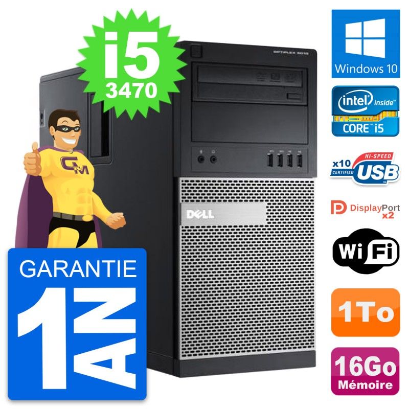 Dell OptiPlex 9010 Desktop PC - Intel i5-3470, 16GB RAM, 1TB HDD, Windows 10, WiFi