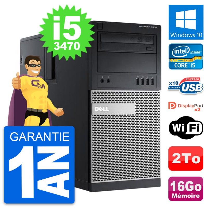 Dell OptiPlex 9010 Desktop PC - Intel i5-3470, 16GB RAM, 2TB HDD, Windows 10, WiFi
