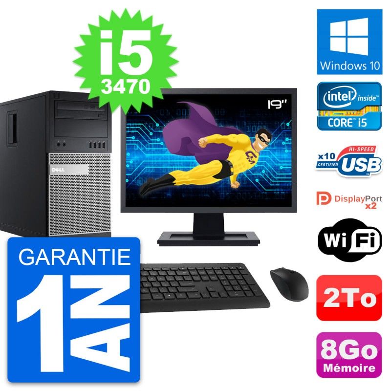 Dell OptiPlex 9010 19-inch Desktop PC - Intel i5-3470, 8GB RAM, 2TB HDD, Windows 10