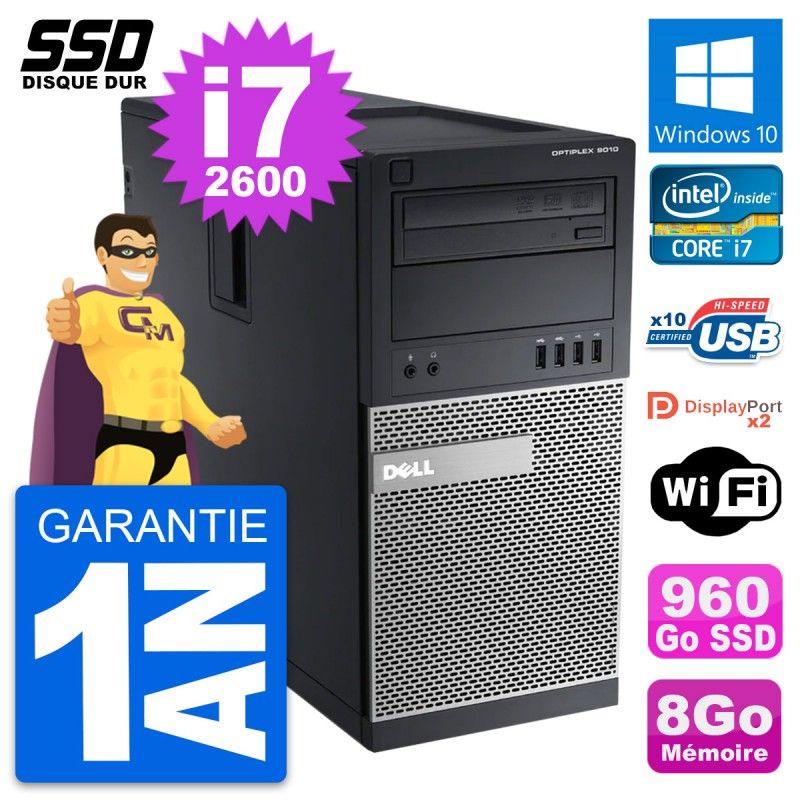 Dell OptiPlex 9010 Desktop PC - Intel Core i7, 8GB RAM, 960GB SSD, Windows 10, WiFi