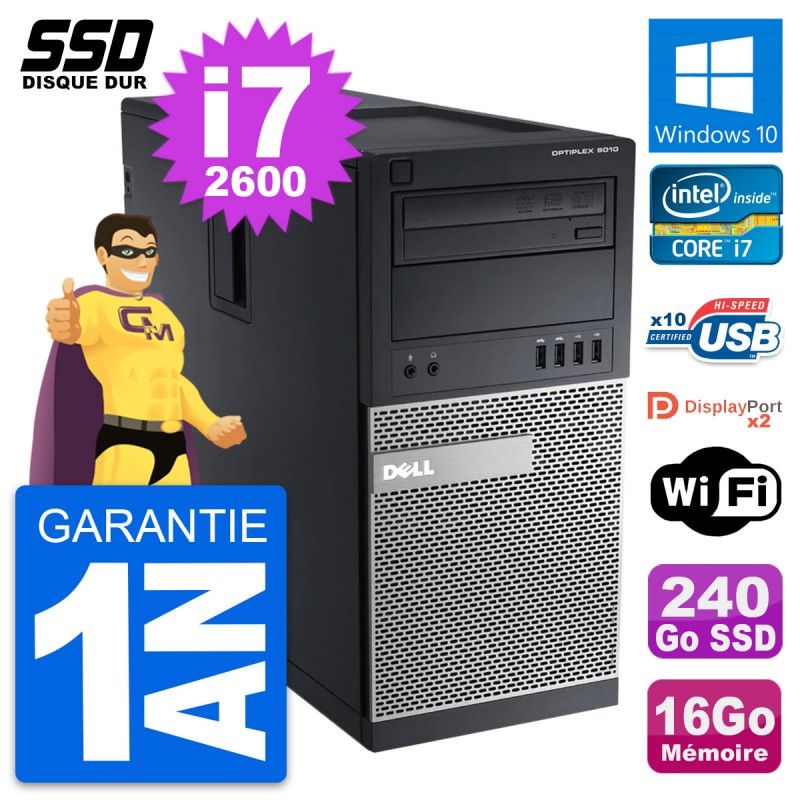 Dell OptiPlex 9010 Desktop PC - Intel Core i7, 16GB RAM, 240GB SSD, Windows 10, WiFi