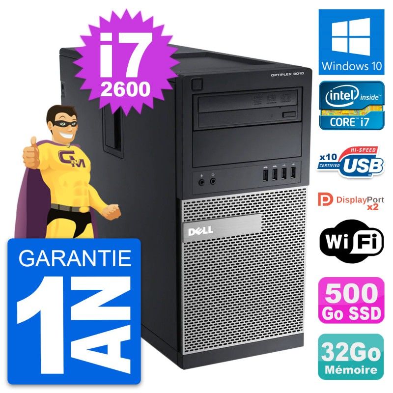 Dell OptiPlex 9010 Desktop PC - Intel i7-2600, 32GB RAM, 500GB Hard Drive, Windows 10, WiFi