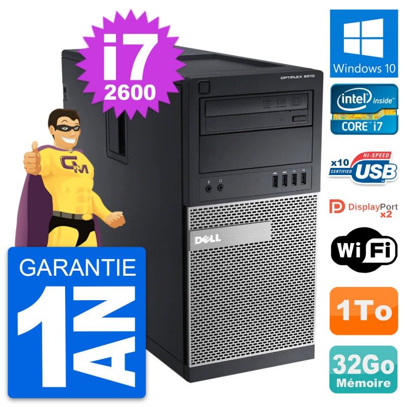 Dell OptiPlex 9010 Desktop PC - Intel i7-2600, 32GB RAM, 1TB HDD, Windows 10, WiFi
