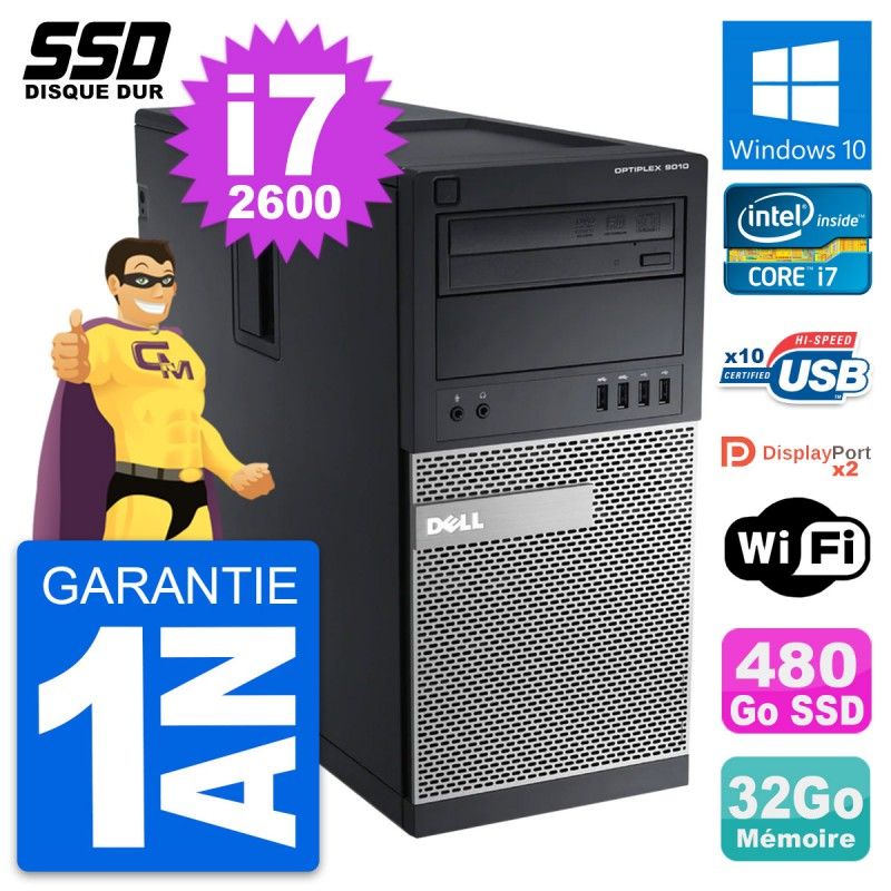 Dell OptiPlex 9010 Desktop PC - Intel Core i7, 32GB RAM, 480GB SSD, Windows 10, WiFi