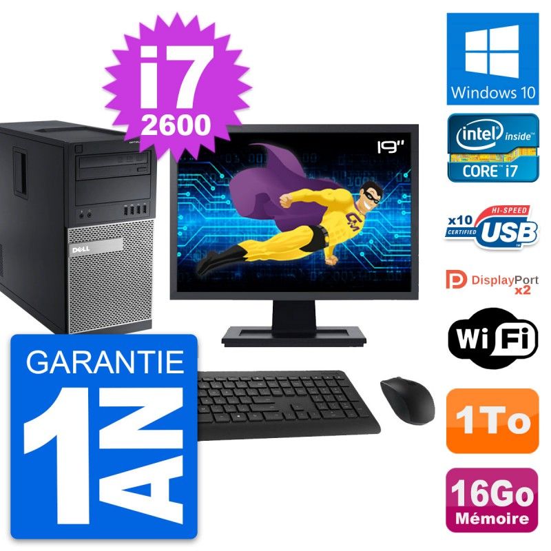Dell OptiPlex 9010 Desktop PC - 19" Screen, Intel i7-2600, 16GB RAM, 1TB Storage, Windows 10