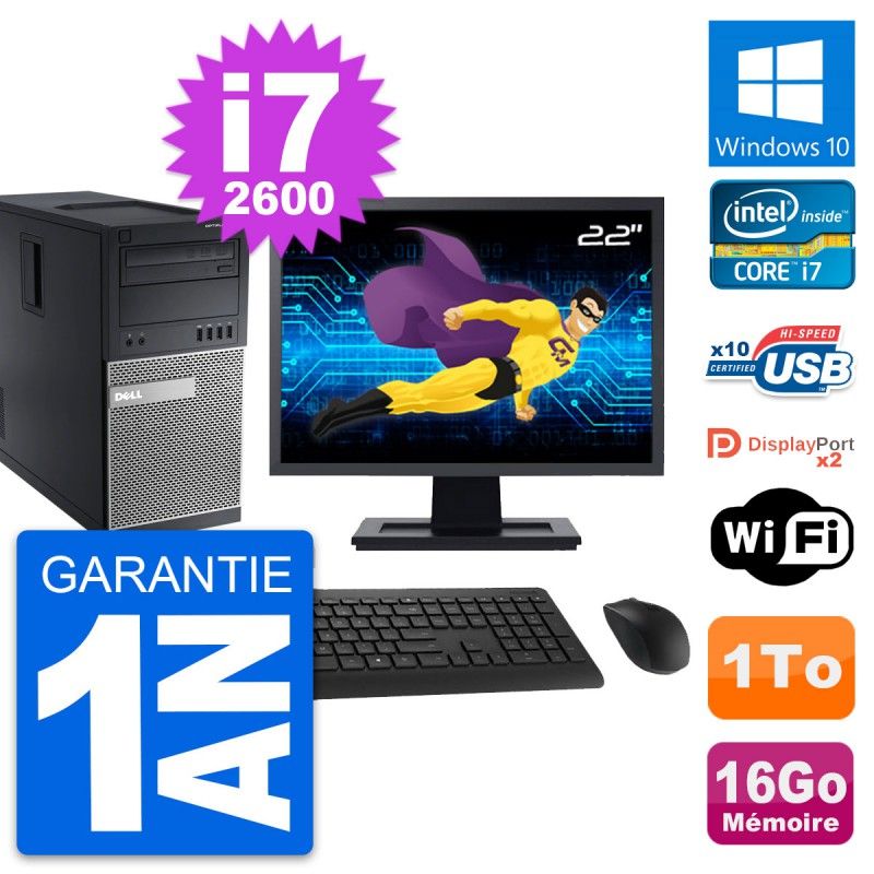 Dell OptiPlex 9010 Desktop PC - 22" Screen, Intel i7-2600, 16GB RAM, 1TB Storage, Windows 10