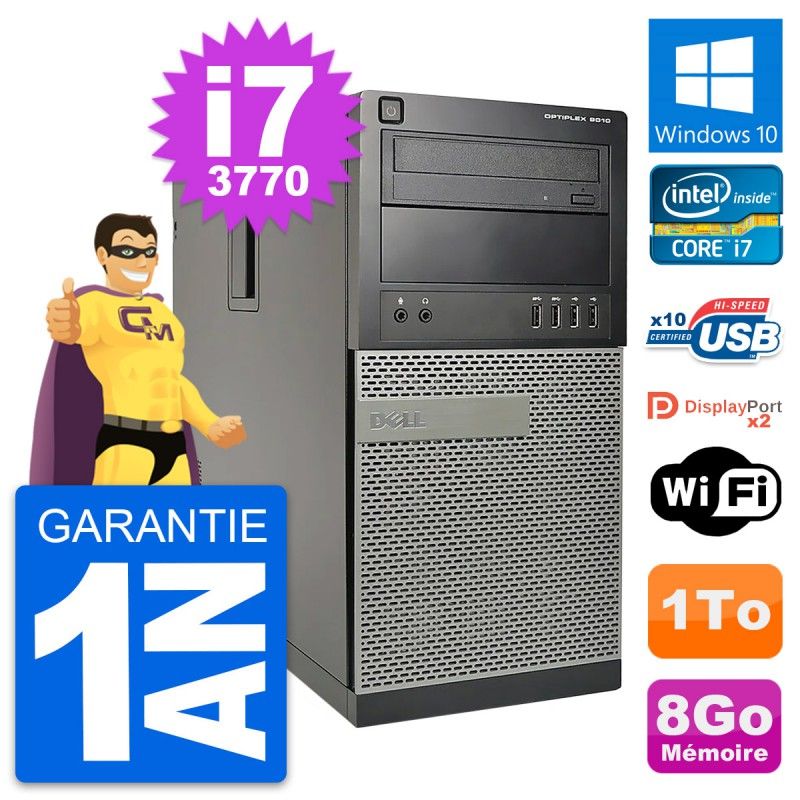Dell OptiPlex 9010 Desktop PC - Intel Core i7-3770, 8GB RAM, 1TB HDD, Windows 10, WiFi