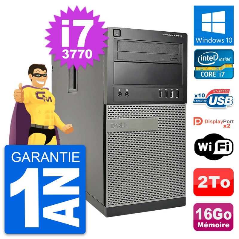 Dell OptiPlex 9010 Desktop PC - Intel i7-3770, 16GB RAM, 2TB HDD, Windows 10, WiFi